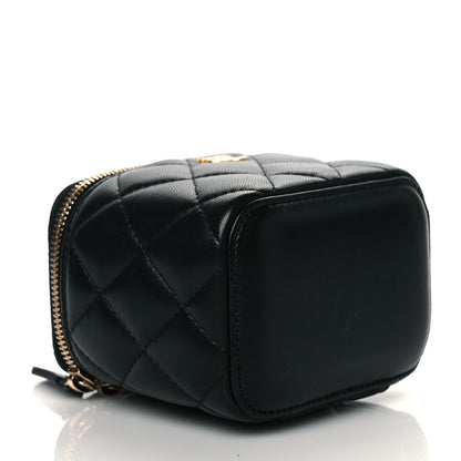 Chanel Lambskin Quilted Mini Pearl Crush Vanity Case With Chain Black 4 of 11