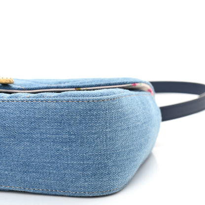 Gucci Denim Matelasse Small Pearly GG Marmont Shoulder Bag Blue 10 of 10
