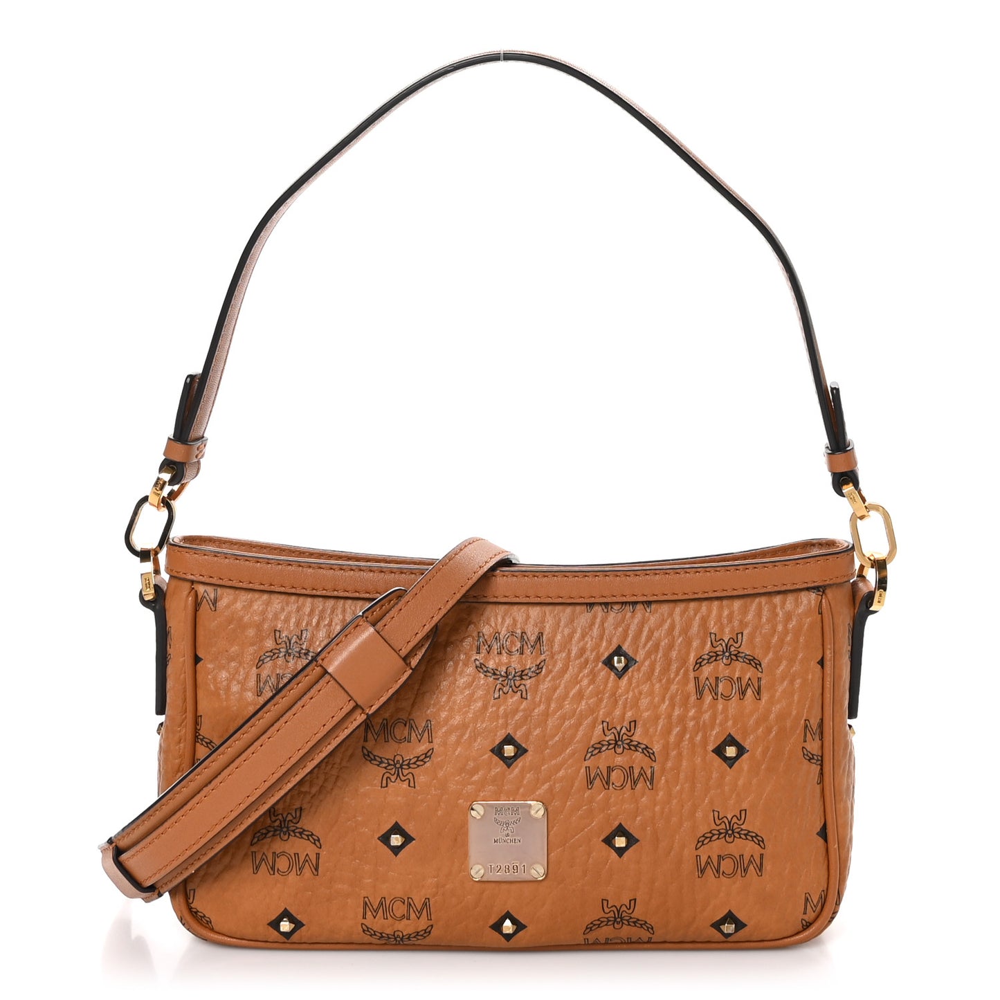 Visetos Studded Small Crossbody Bag Cognac
