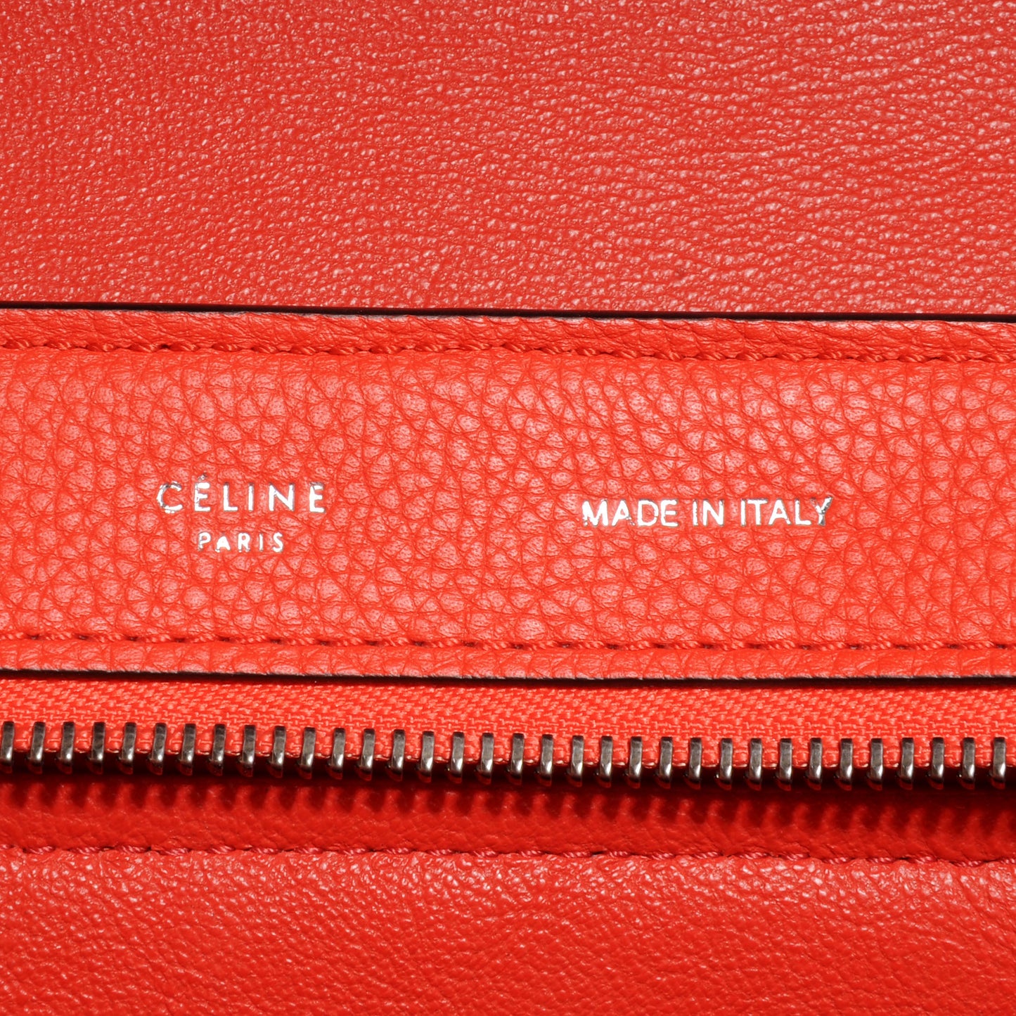 Drummed Leather Suede Trapeze Small Luggage Vermillion