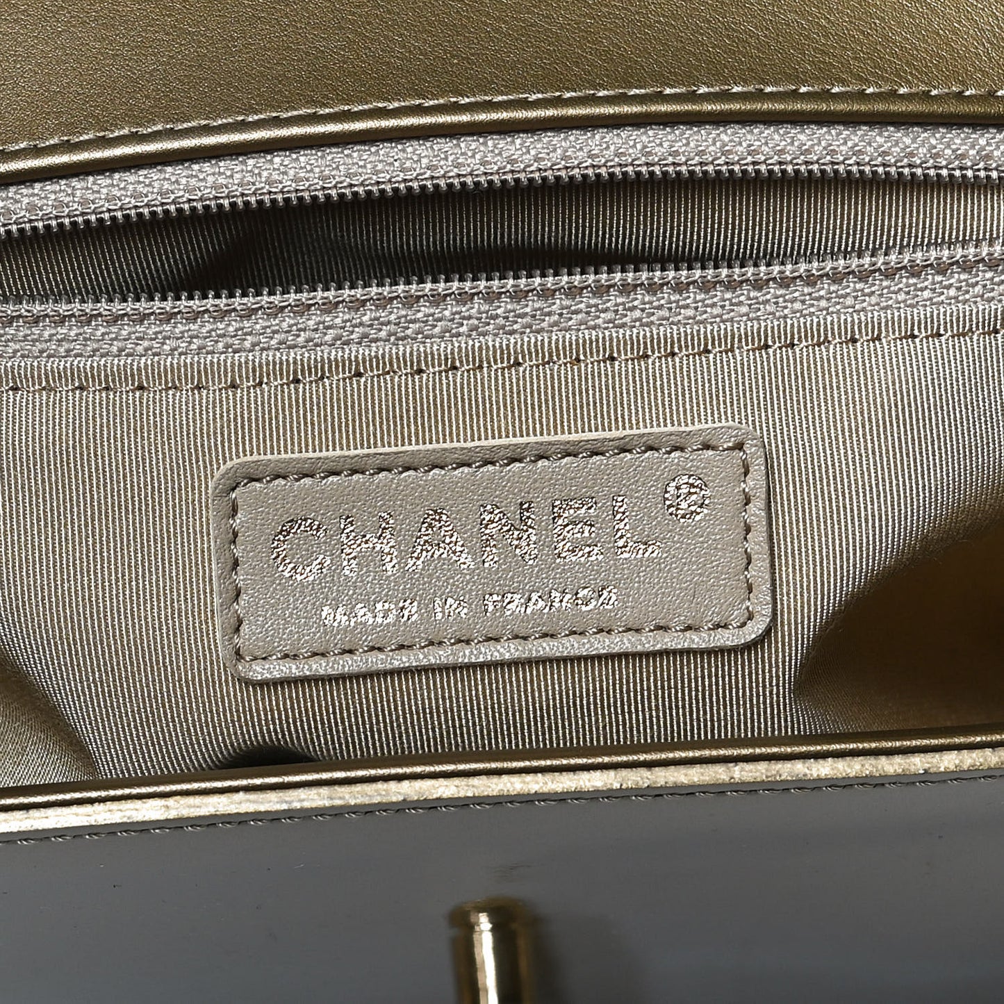 Metallic Patent Calfskin Quilted New Medium Boy Flap Gold