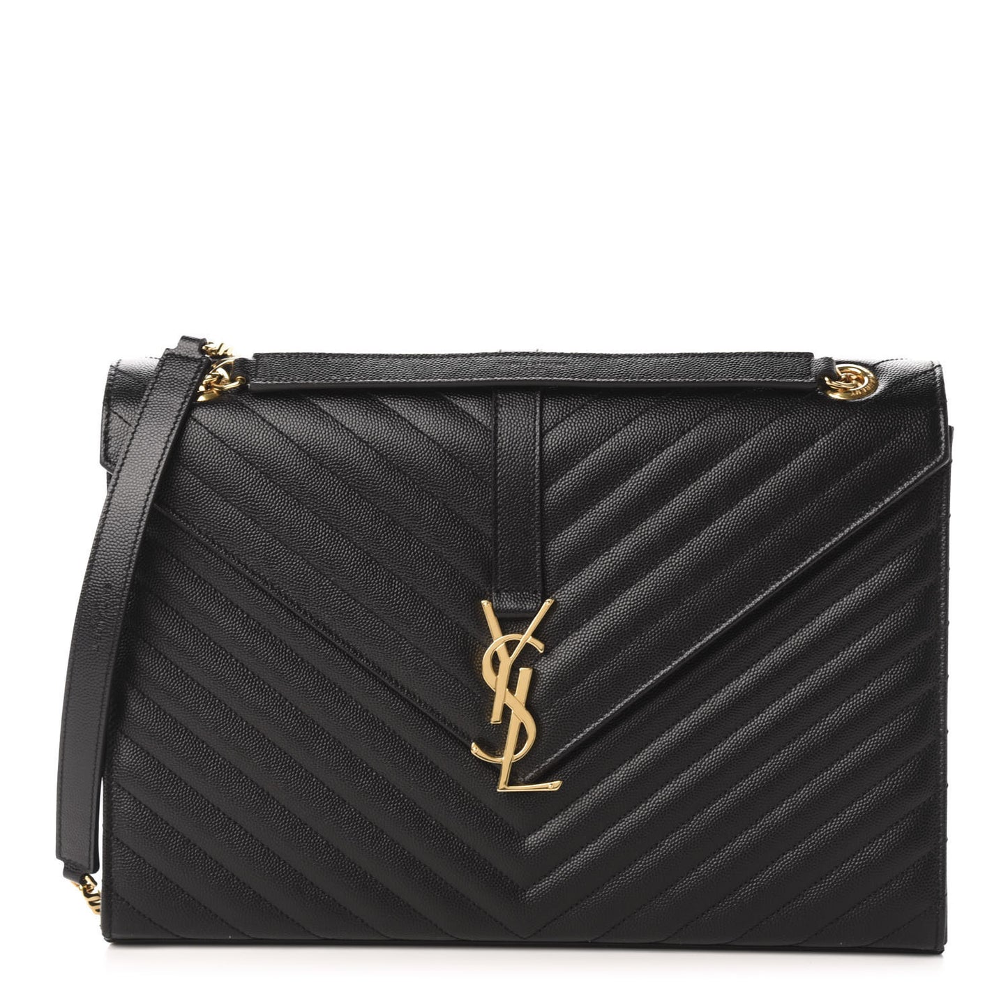 Grain De Poudre Matelasse Chevron Large Monogram Satchel Black