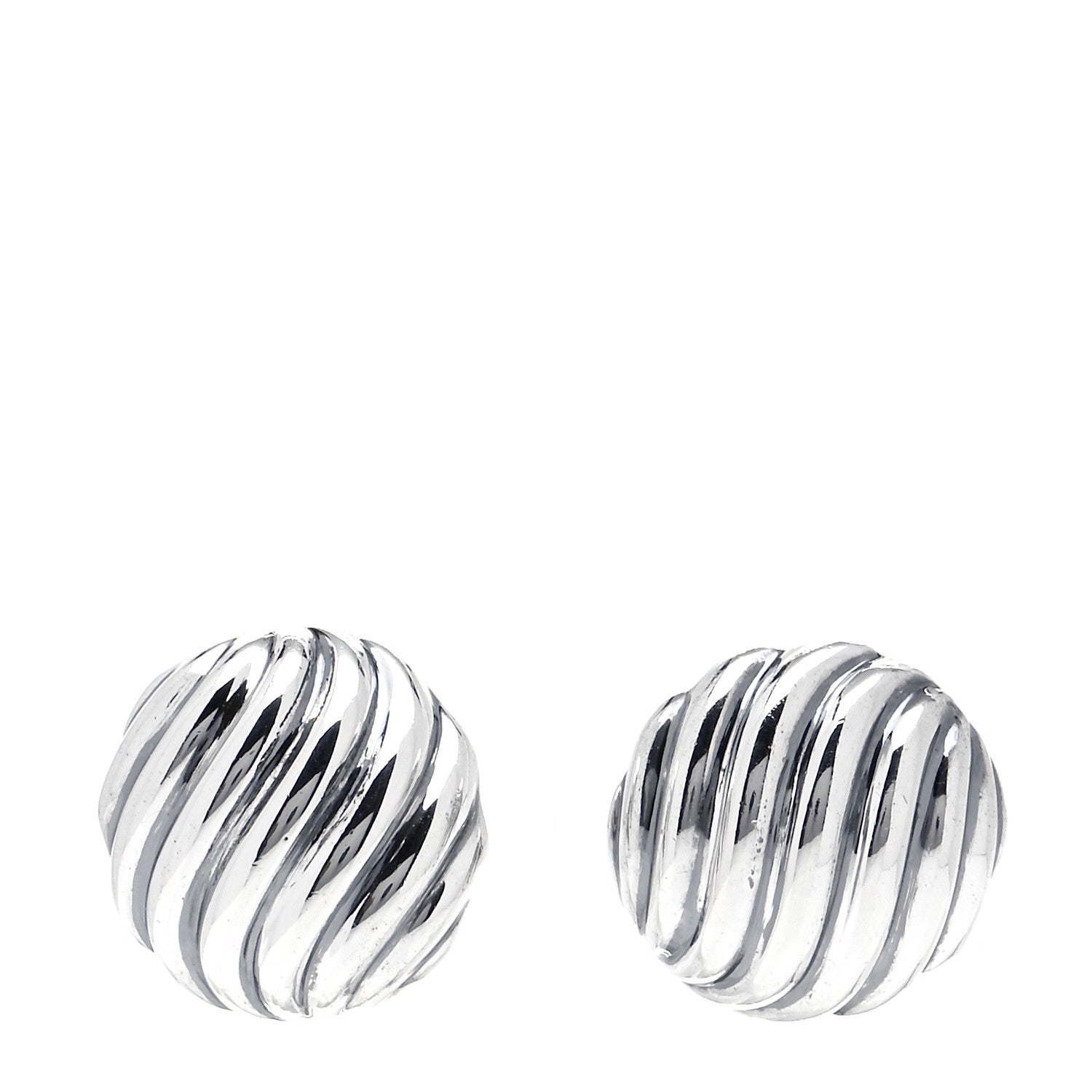 David Yurman Sterling Silver 17mm Sculpted Cable Stud Earrings 1 of 4