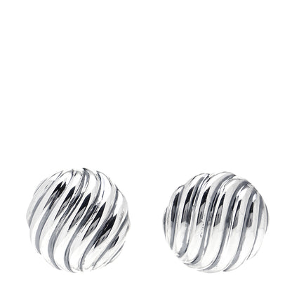 David Yurman Sterling Silver 17mm Sculpted Cable Stud Earrings 1 of 4