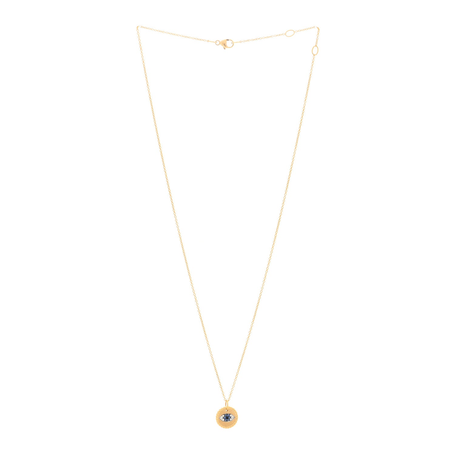 David Yurman 18K Yellow Gold Blue Sapphire Diamond Evil Eye Necklace 3 of 5