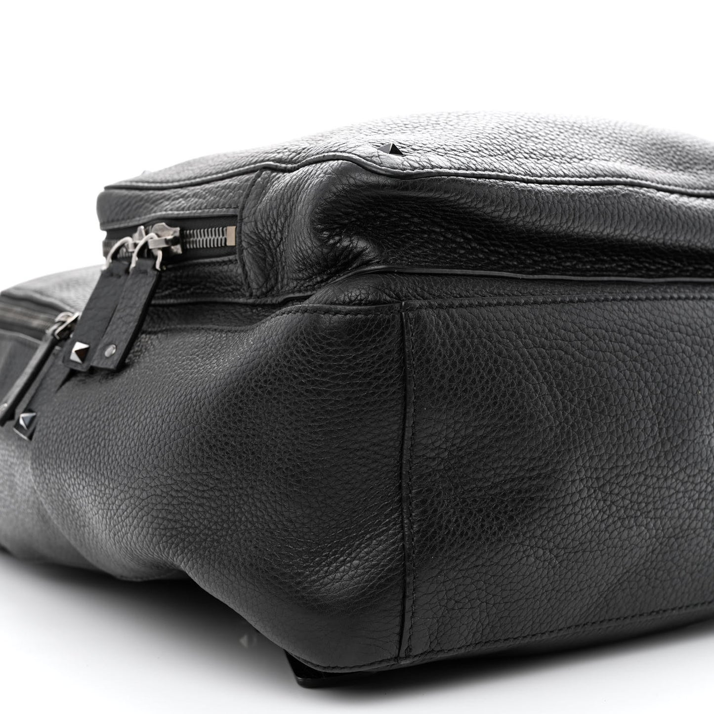 Grained Calfskin Rockstud Backpack Black