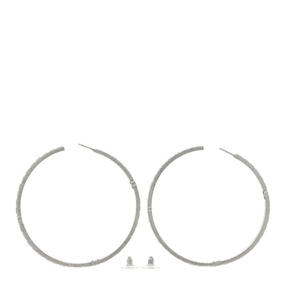 Chanel Baguette Crystal CC Hoop Earrings Silver 3 of 5