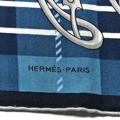 Hermes Cashmere Silk Cheval Punk Scarf 100 Turquoise Marine Gris 2 of 5
