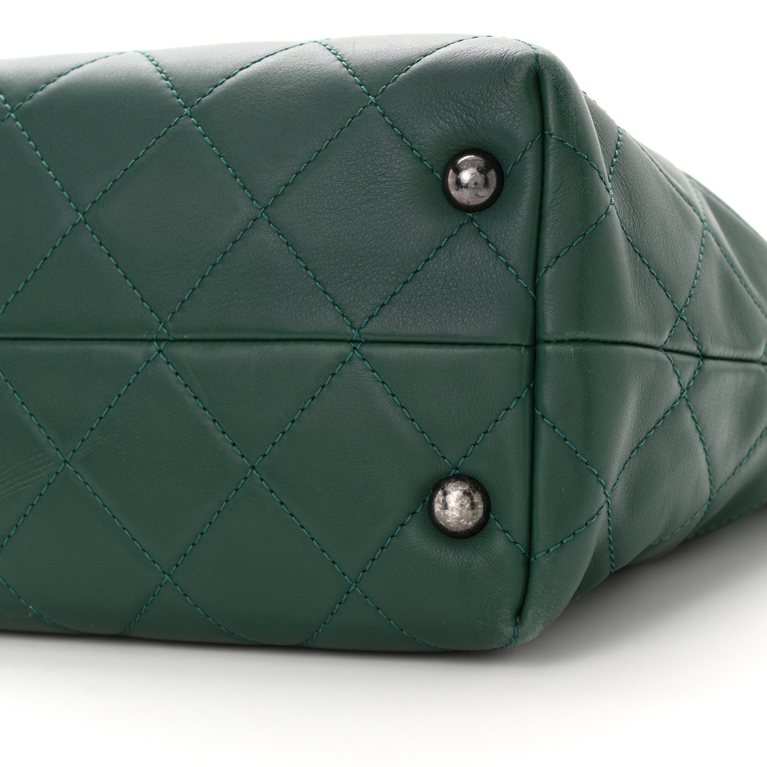 Chanel Calfskin Quilted Large Shopping In Chains Tote Green 10 of 11