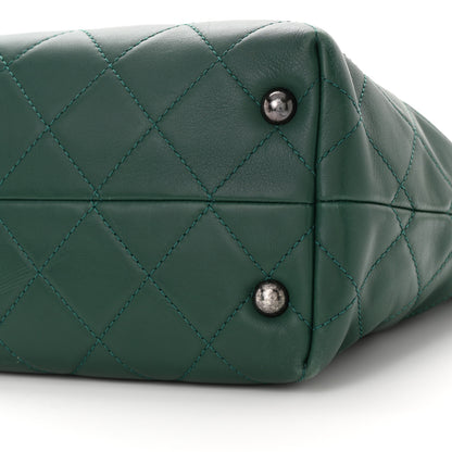 Chanel Calfskin Quilted Large Shopping In Chains Tote Green 10 of 11