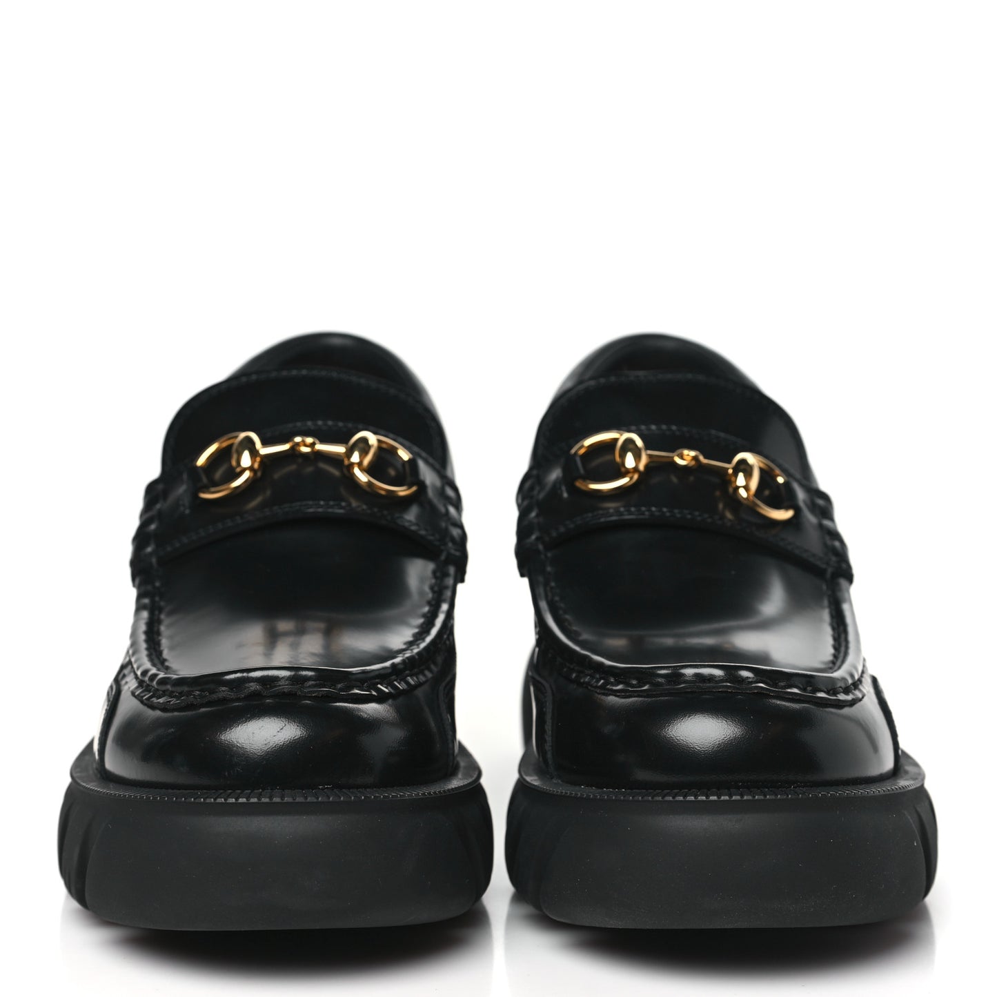 Magnum Calfskin Nappa Samoa Womens Horsebit Platform Chunky Lug Sole 40mm Loafers 40.5 Black