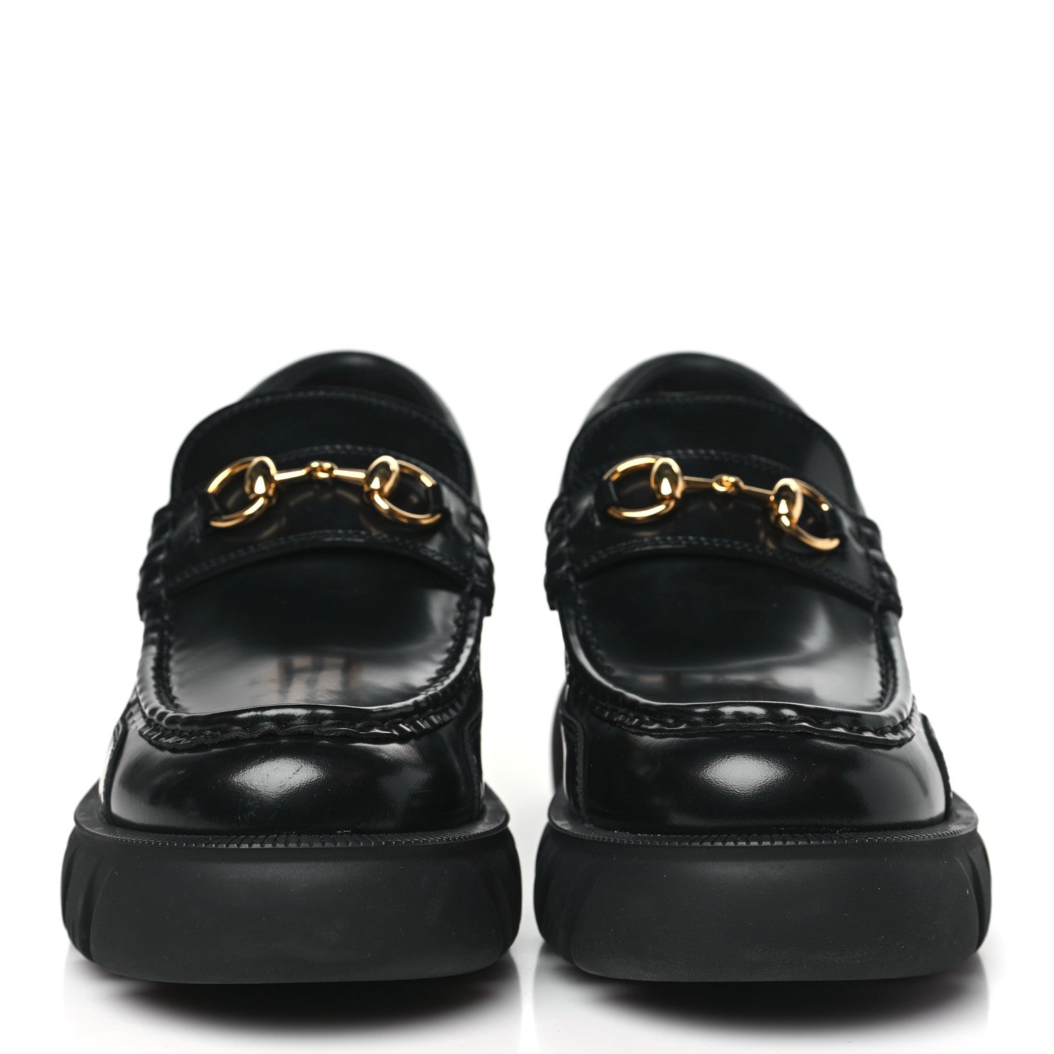 Gucci Magnum Calfskin Nappa Samoa Womens Horsebit Platform Chunky Lug Sole 40mm Loafers 40.5 Black 2 of 7