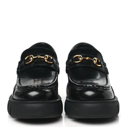 Gucci Magnum Calfskin Nappa Samoa Womens Horsebit Platform Chunky Lug Sole 40mm Loafers 40.5 Black 2 of 7