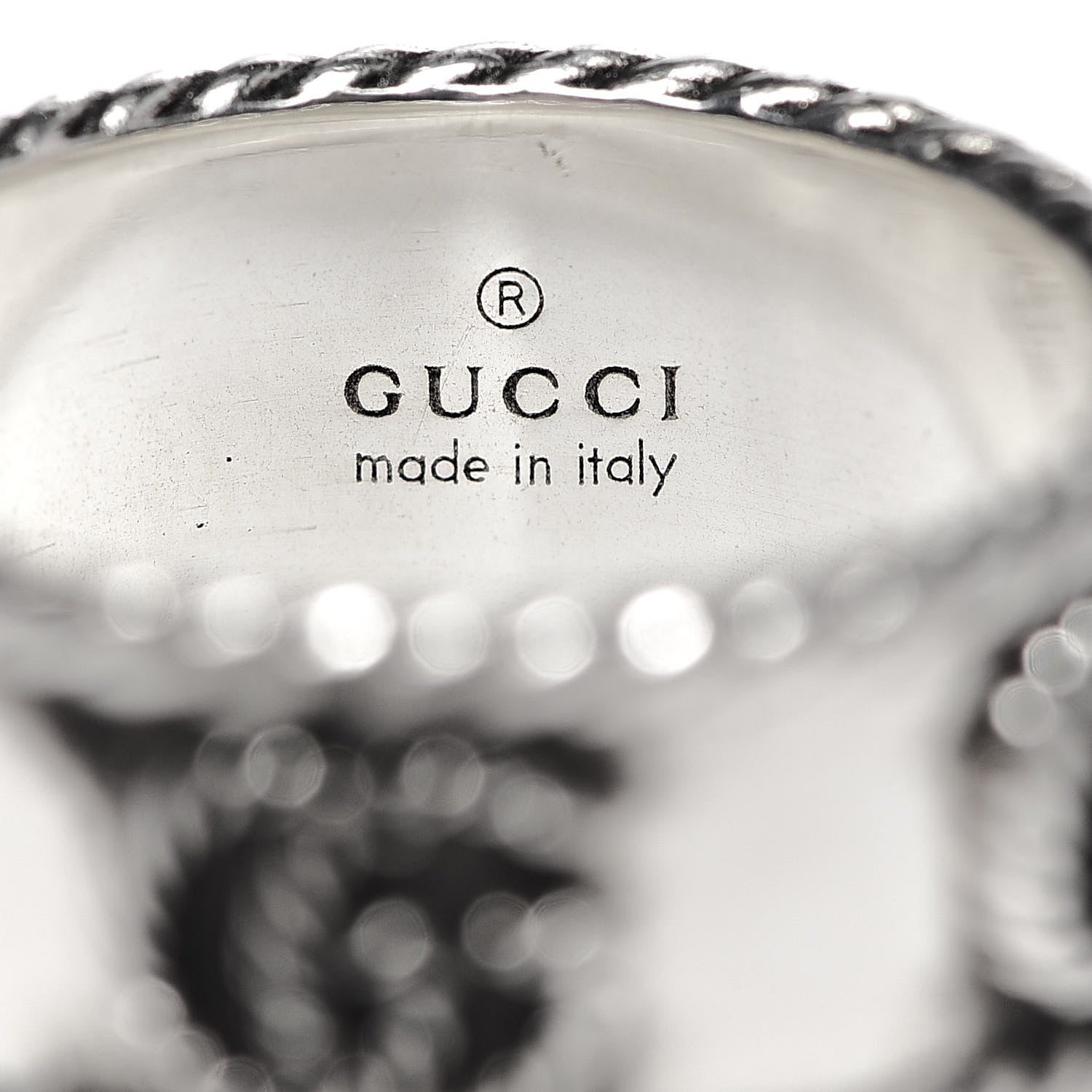 Gucci Sterling Silver Torchon GG Marmont Ring 52 6 4 of 5