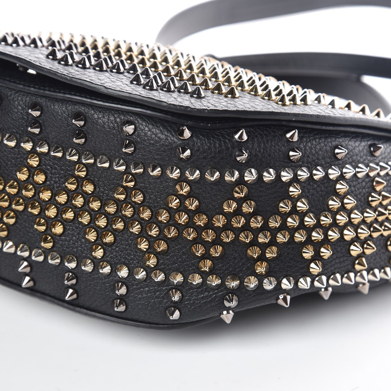 Christian Louboutin Calfskin Mix Chevron Spikes Panettone Messenger Black 10 of 10