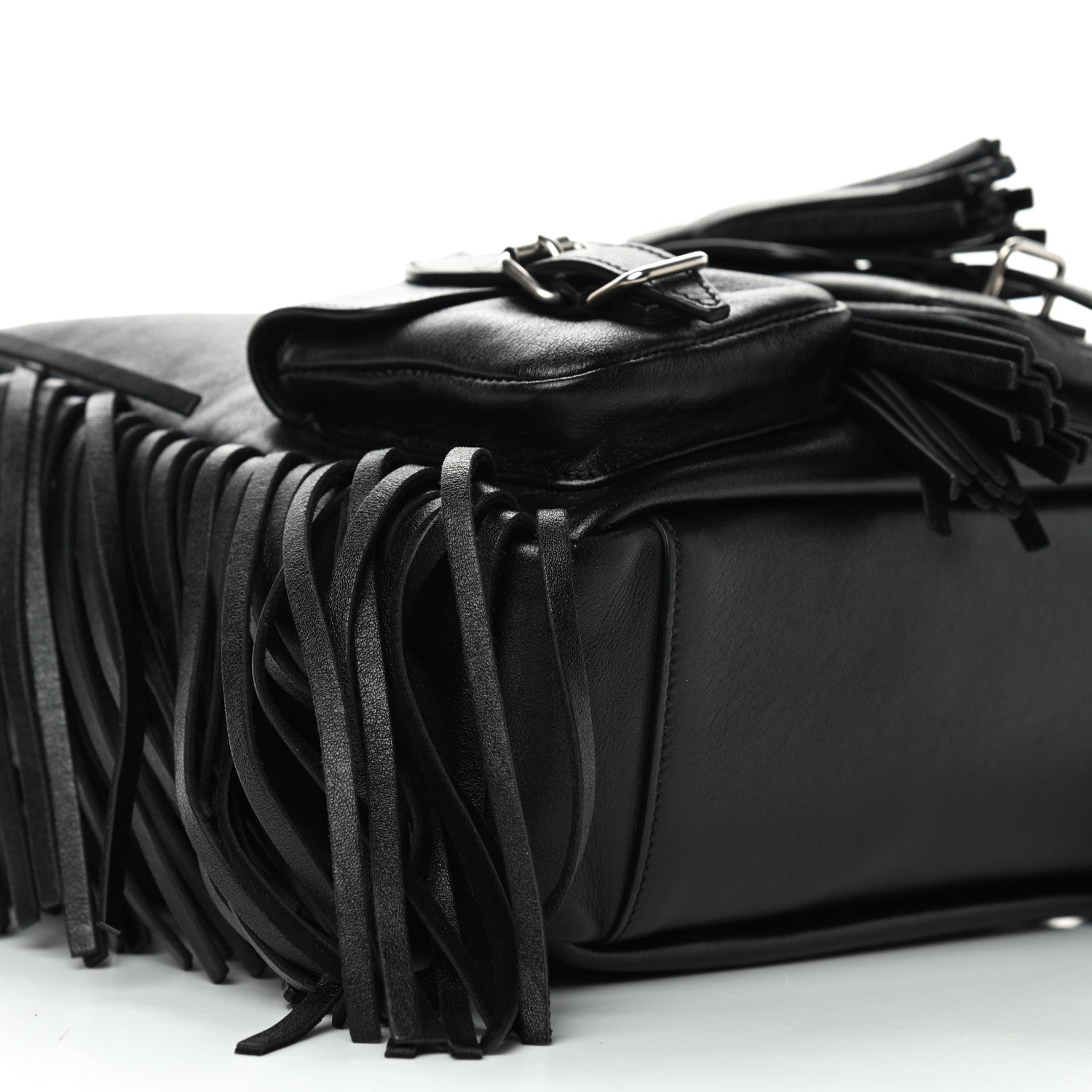 Saint Laurent Calfskin Fringe Festival Backpack Black 5 of 8