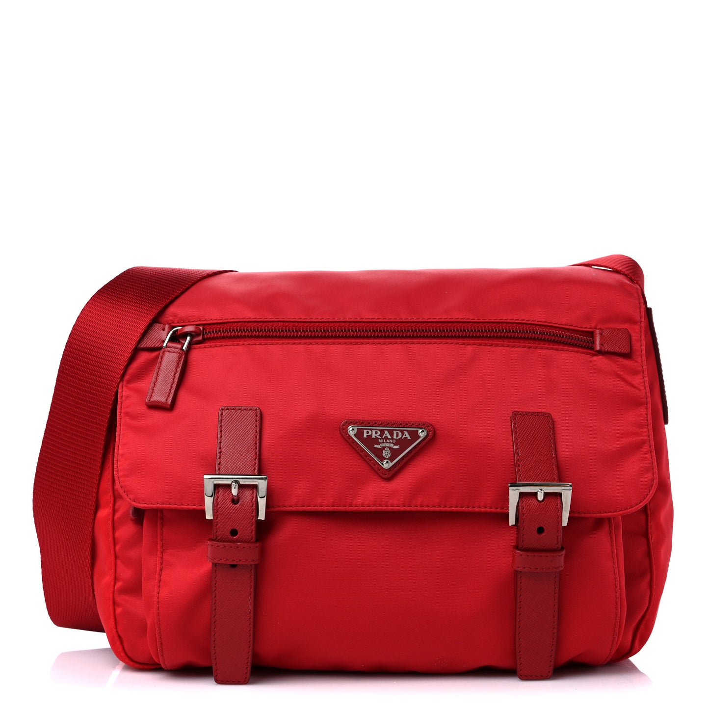 Tessuto Nylon Saffiano Messenger Bag Rosso