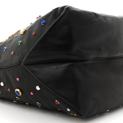 Saint Laurent Lambskin Charm Studded Teddy Drawstring Bag Black 9 of 11
