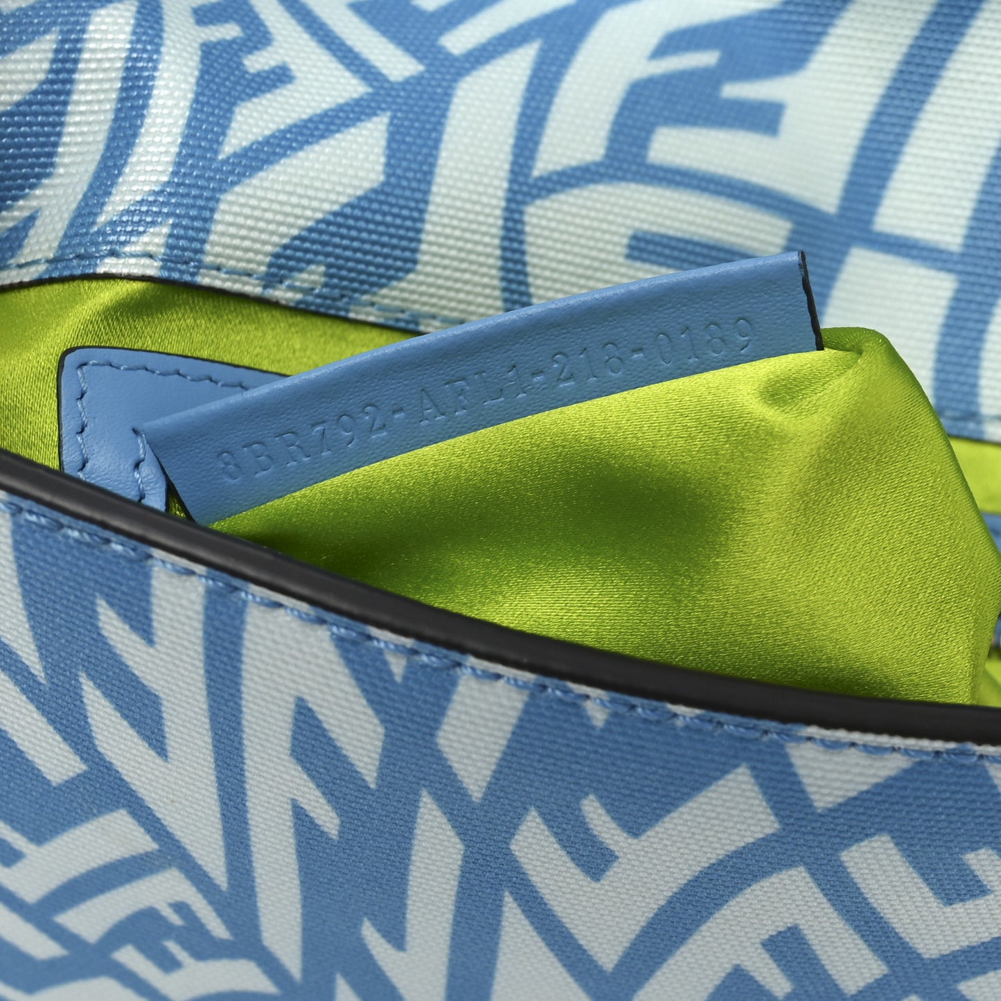 X SARAH COLEMAN Glazed Canvas Vitello King FF Vertigo Baguette 1997 Cyber Blue White