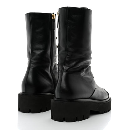 Chanel Calfskin Patent Cap Toe Lace Up Combat Boots 41 Black 4 of 8