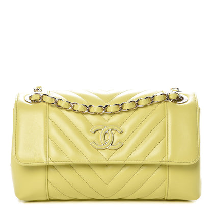 Chanel Calfskin Chevron Quilted Flap Yellow 1 of 10