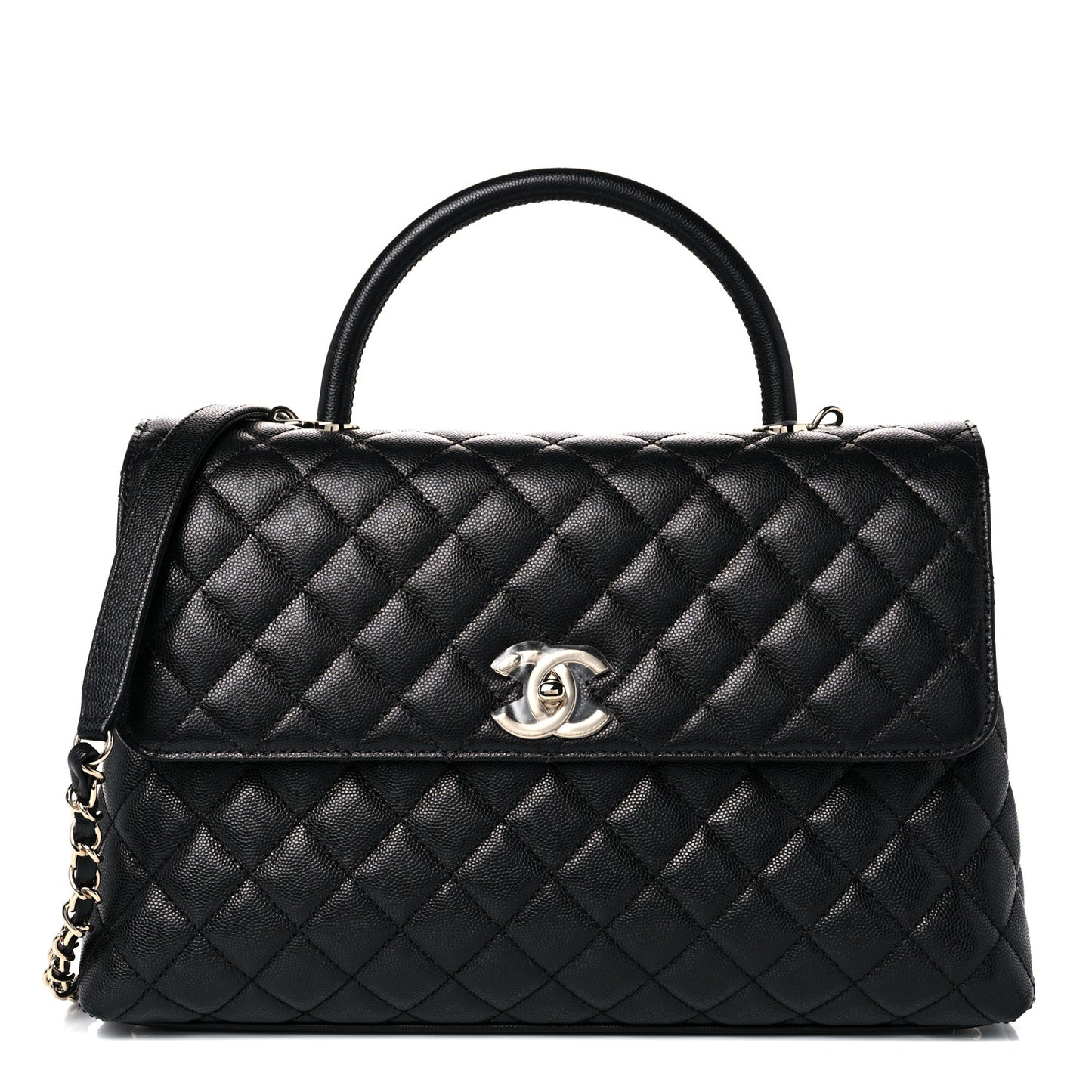 Caviar Quilted Medium Coco Handle Flap Black
