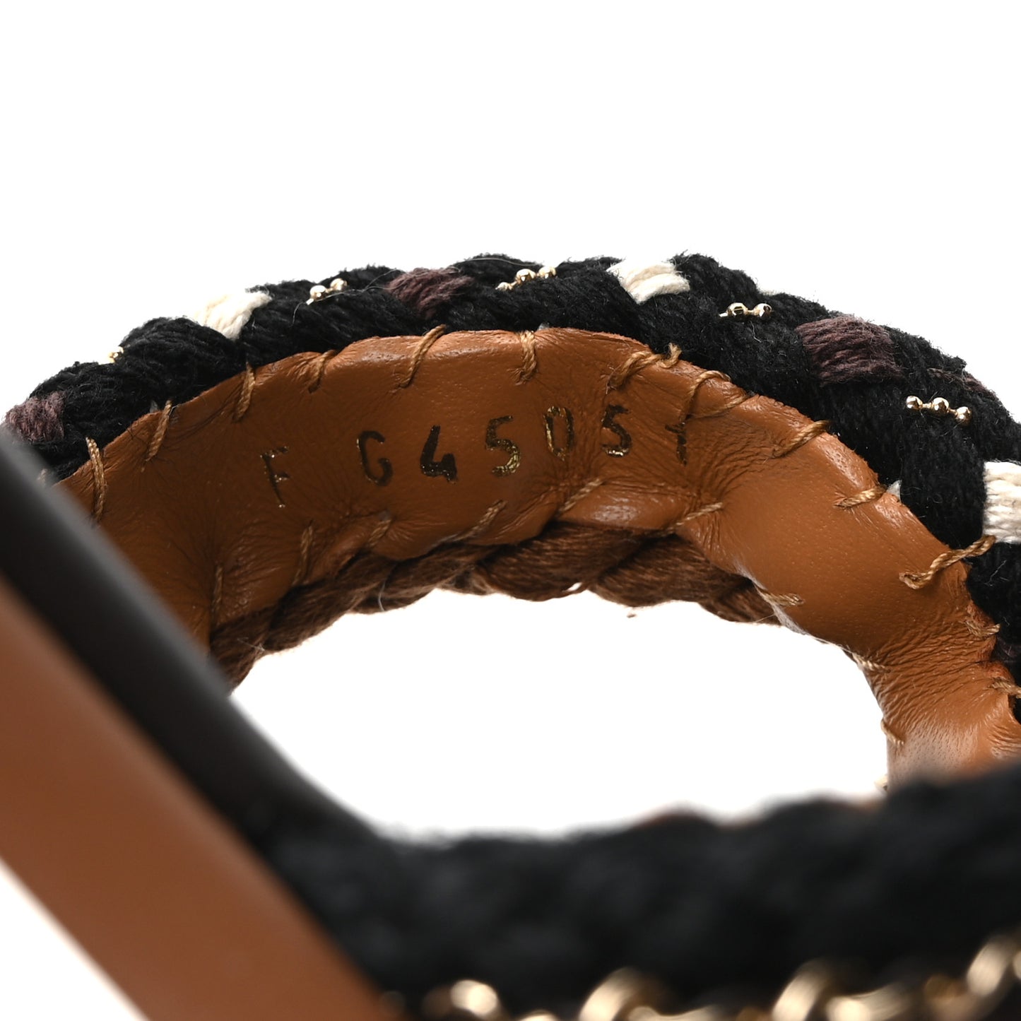 Lambskin Cord Chain CC Sandals 37 Brown Black Ivory