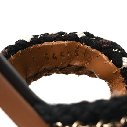 Chanel Lambskin Cord Chain CC Sandals 37 Brown Black Ivory 9 of 10