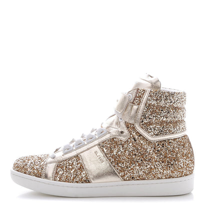Saint Laurent Nappa Glitter Court Classic SL/14H High Top Sneakers 36.5 Platino 1 of 11