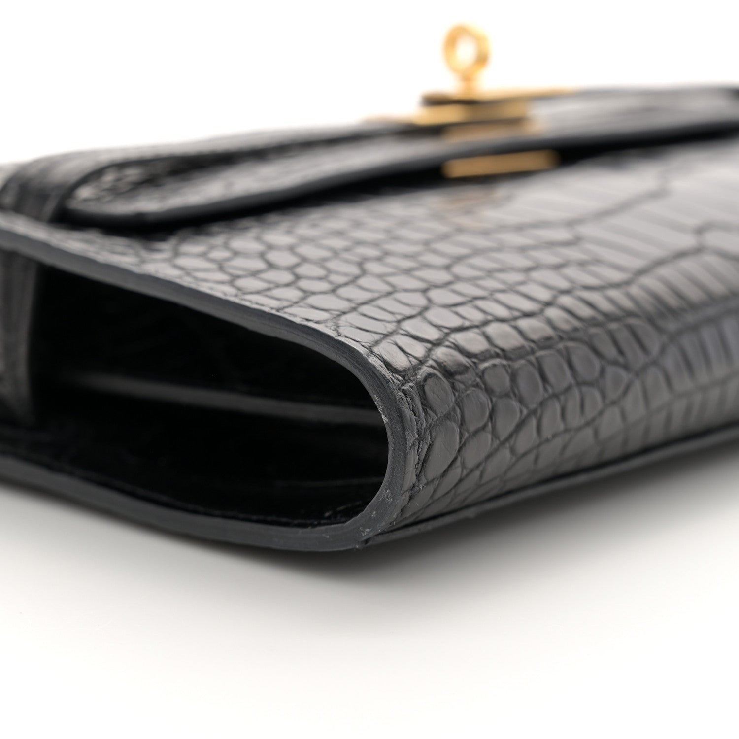 Hermes Matte Alligator Kelly Wallet To Go Black 9 of 11