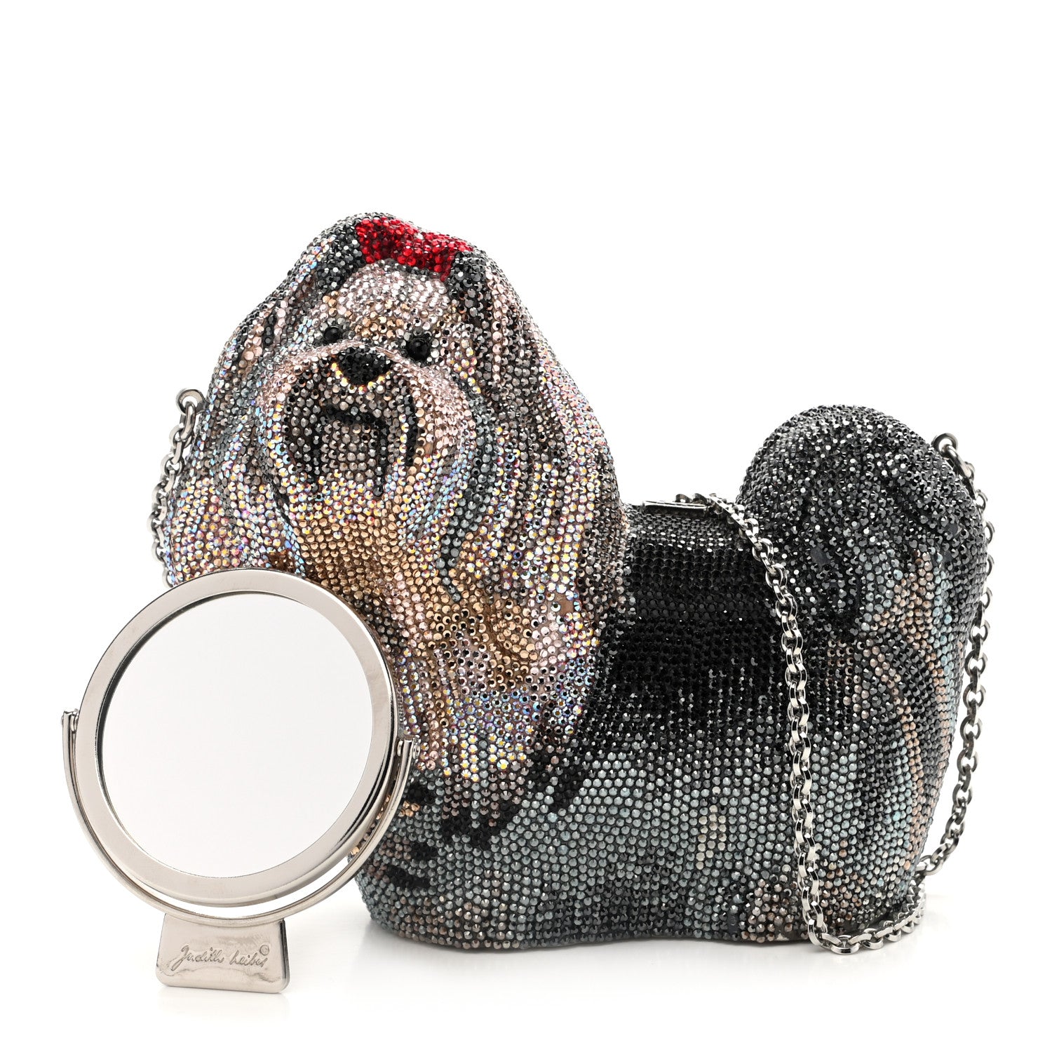 Judith Leiber Crystal Yorkie Charlie Perla Minaudiere Clutch 1 of 7