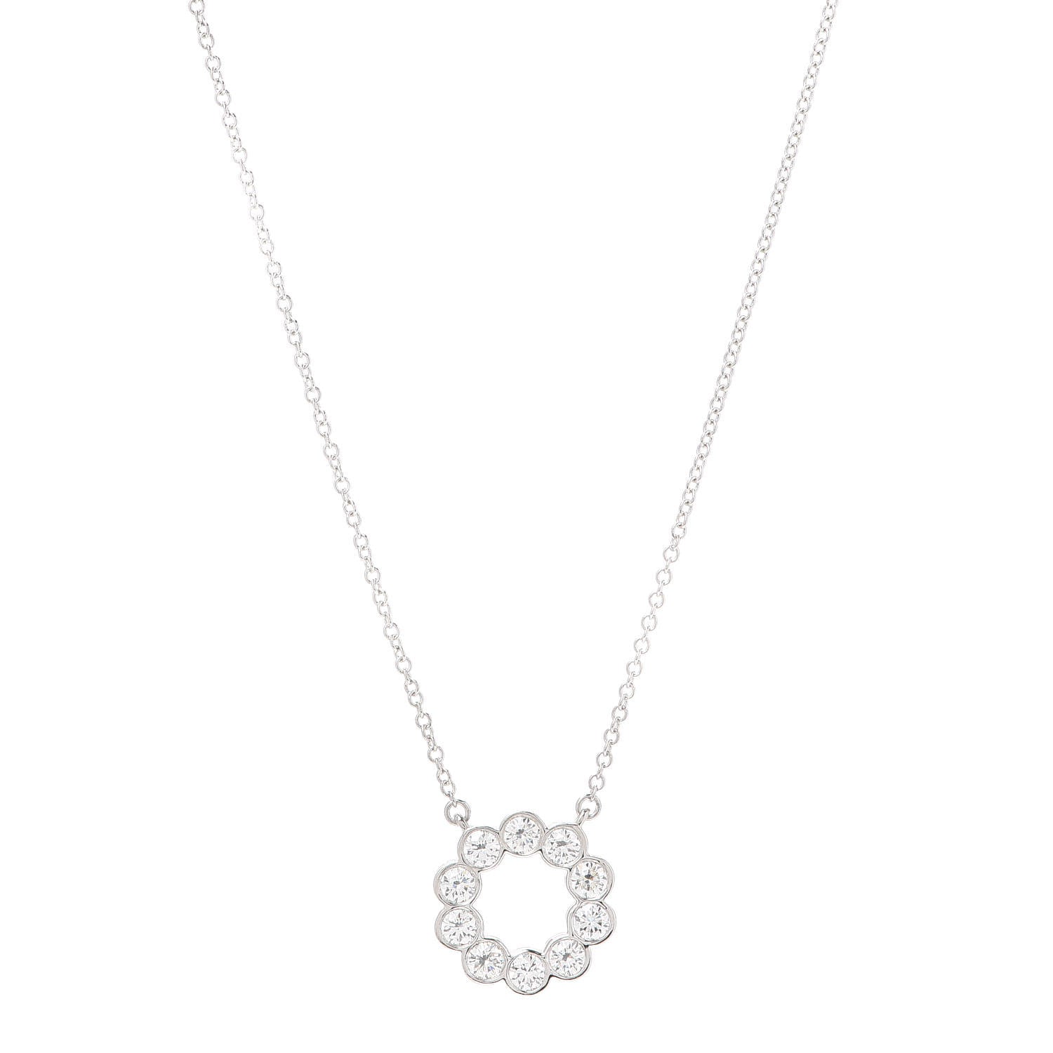 Tiffany Platinum Diamond .52ctw Jazz Round Pendant Necklace 1 of 6