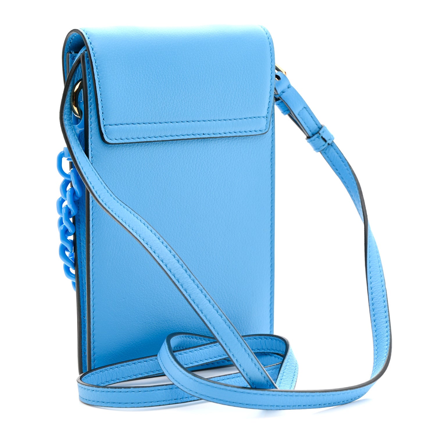 ショルダーバッグ Versace Blue La Medusa Crossbody Bag Versace La Medusa Blue Leather Top Handle Bag… Extra Gold Chain