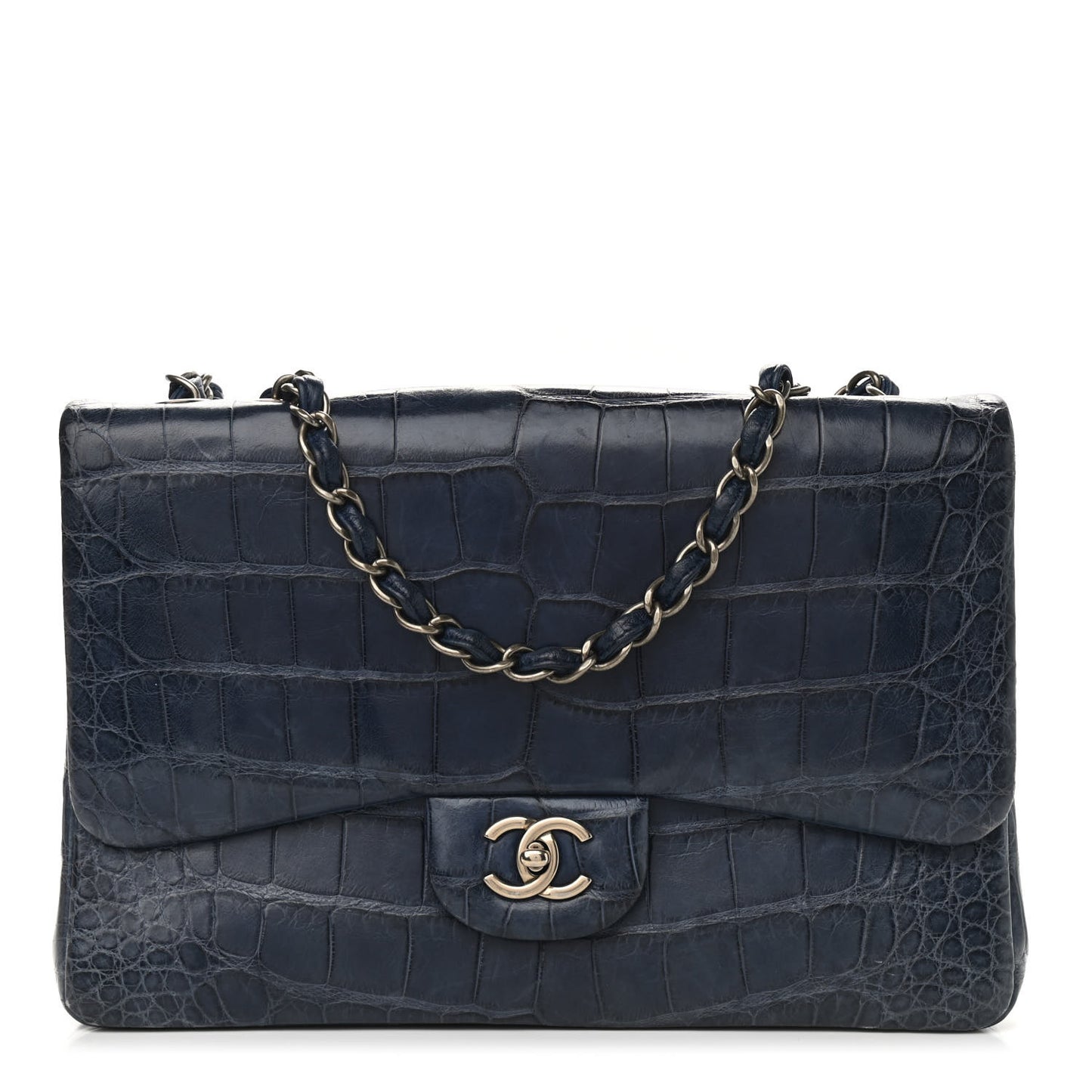Matte Alligator Jumbo Single Flap Blue