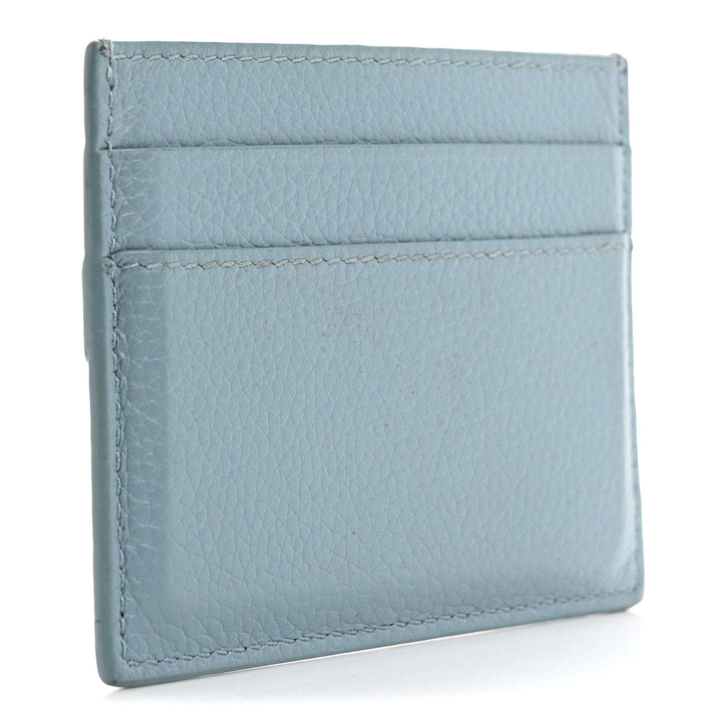 Grained Calfskin Neo Classic Silver Hardware City Card Holder Blue Grey