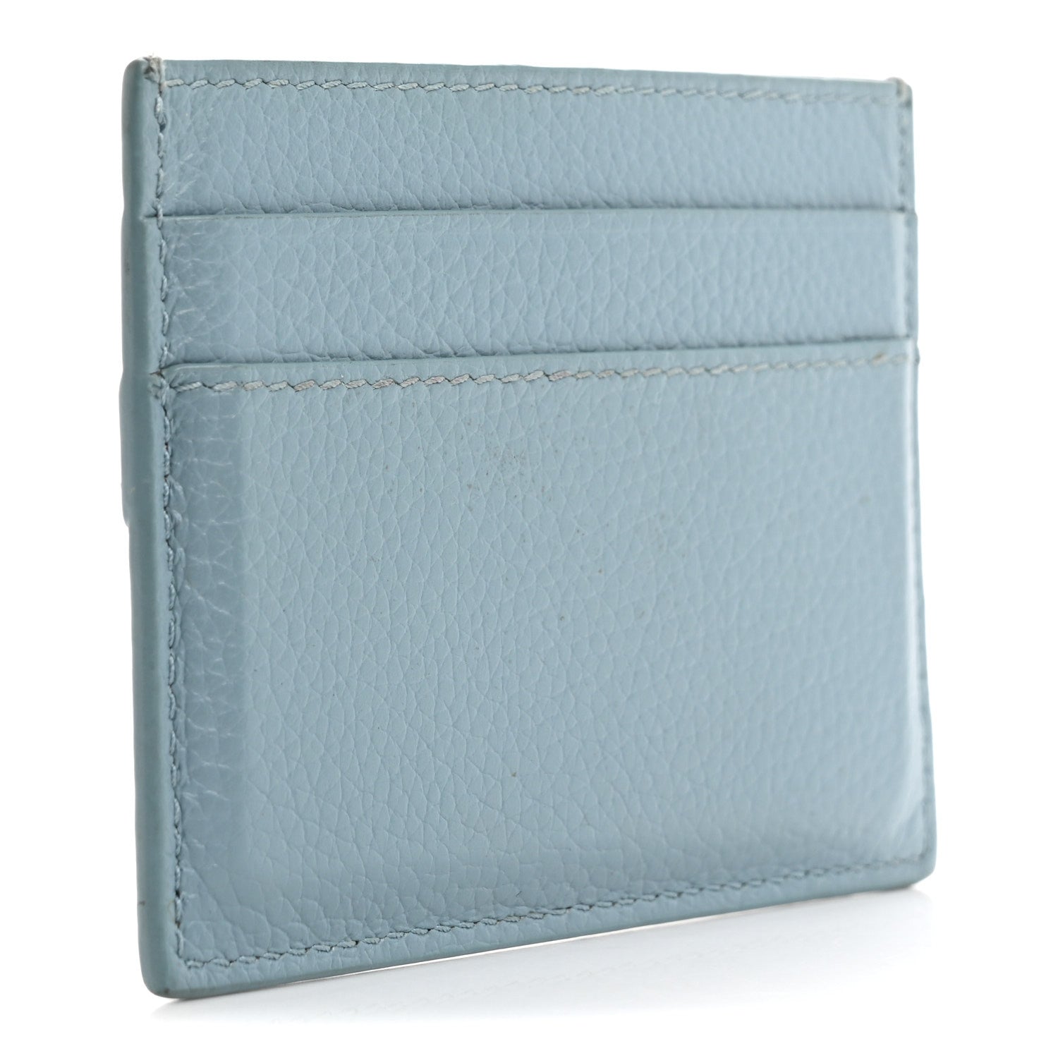 Balenciaga Grained Calfskin Neo Classic Silver Hardware City Card Holder Blue Grey 3 of 11
