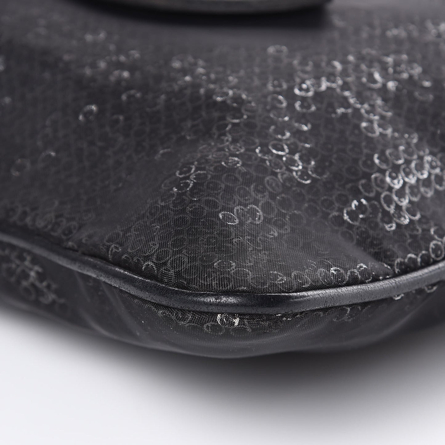 Calfskin Mesh Hidden Sequin CC Tote Black