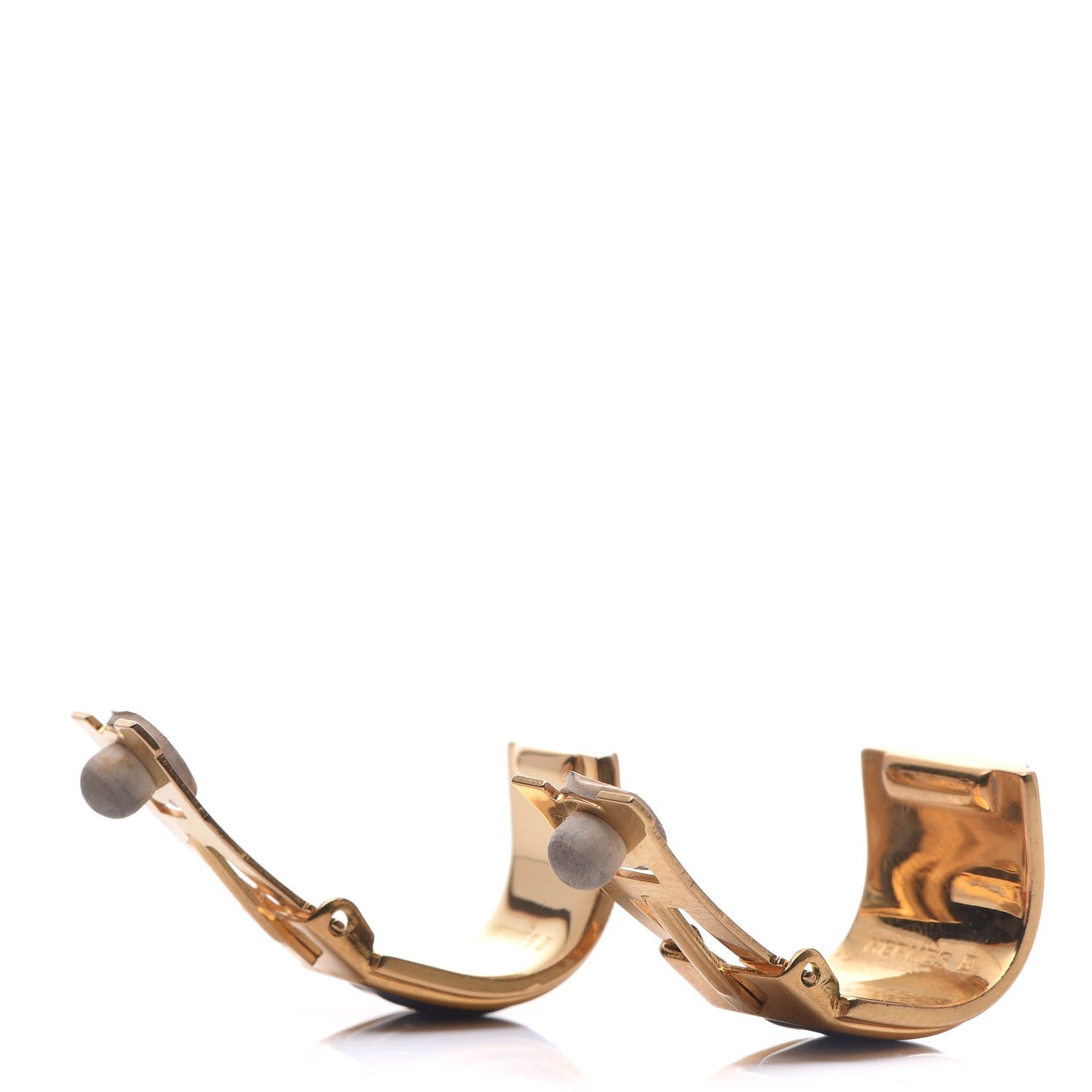 Hermes Printed Enamel Clip On Earrings Gold 4 of 5