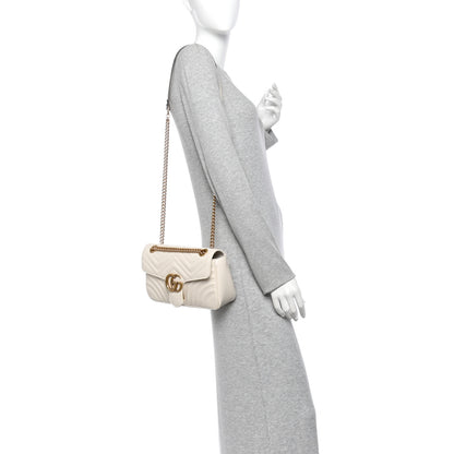Gucci Calfskin Matelasse Small GG Marmont Shoulder Bag White 2 of 10