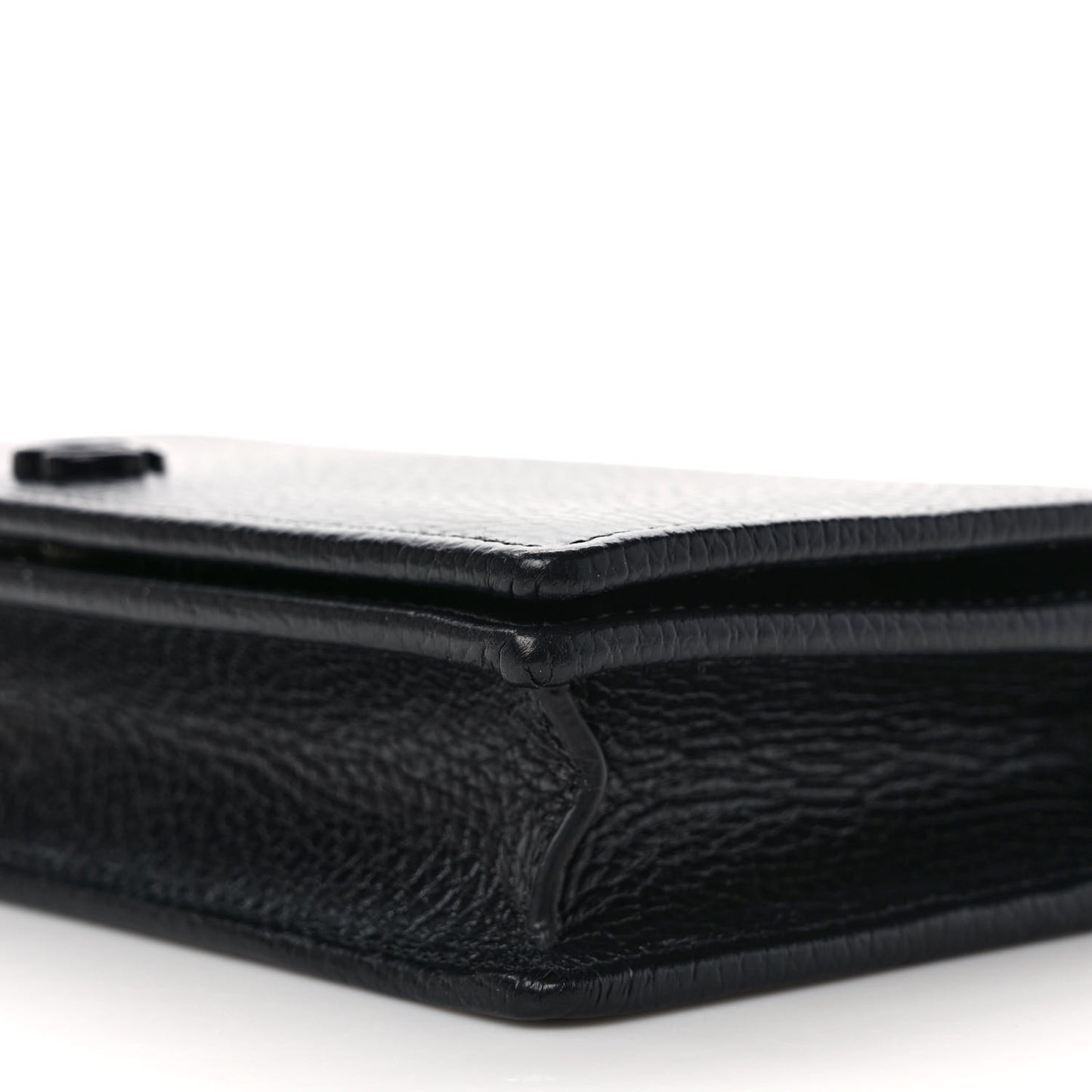Dollar Calfskin Enamel Monochrome Mini GG Marmont Chain Wallet Black