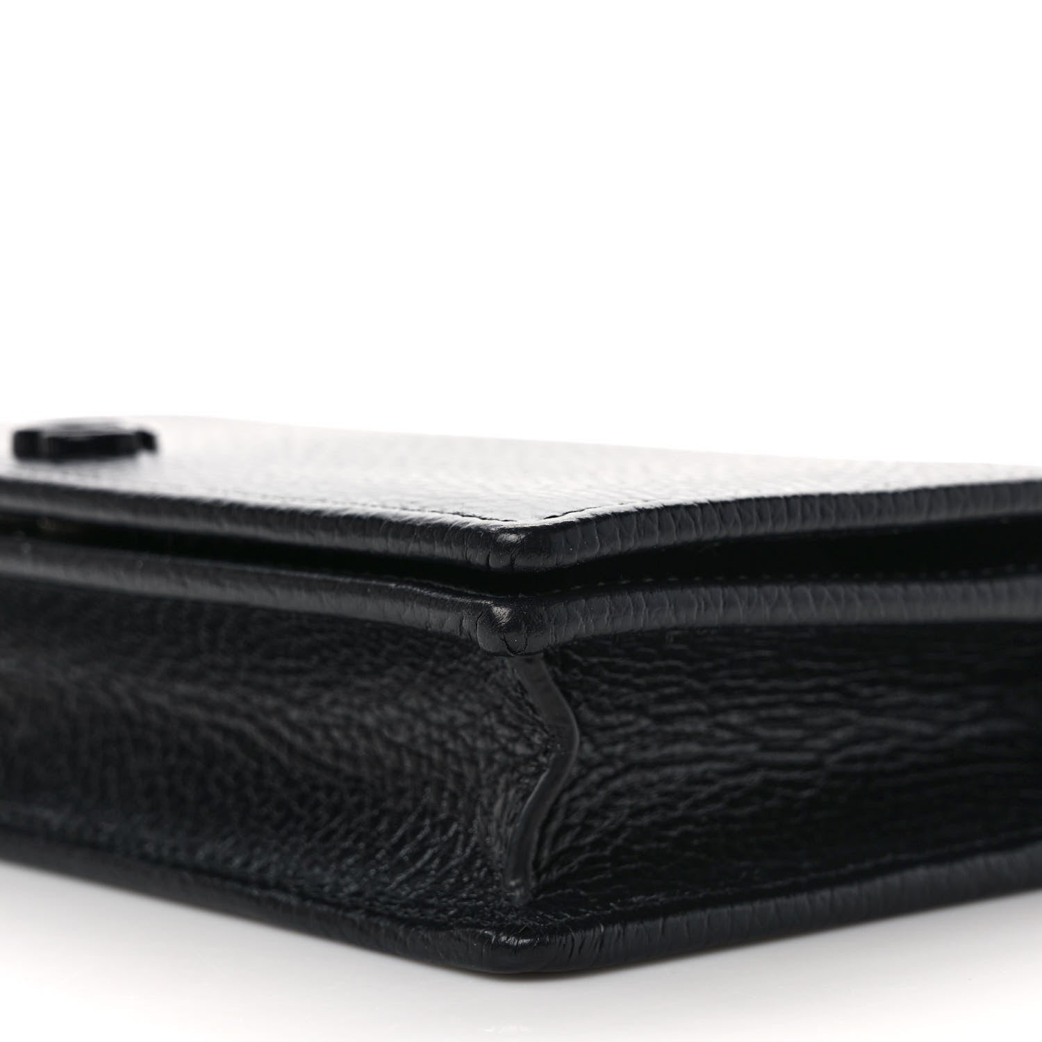 Gucci Dollar Calfskin Enamel Monochrome Mini GG Marmont Chain Wallet Black 9 of 9