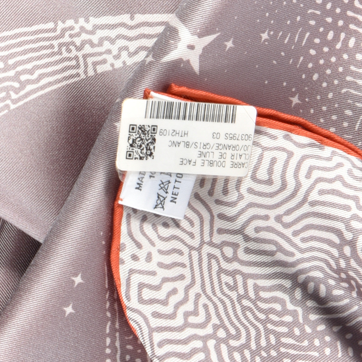 Hermes Silk Double Face Clair De Lune Scarf 90 Orange Gris White 5 of 5