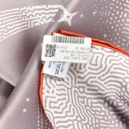 Hermes Silk Double Face Clair De Lune Scarf 90 Orange Gris White 5 of 5