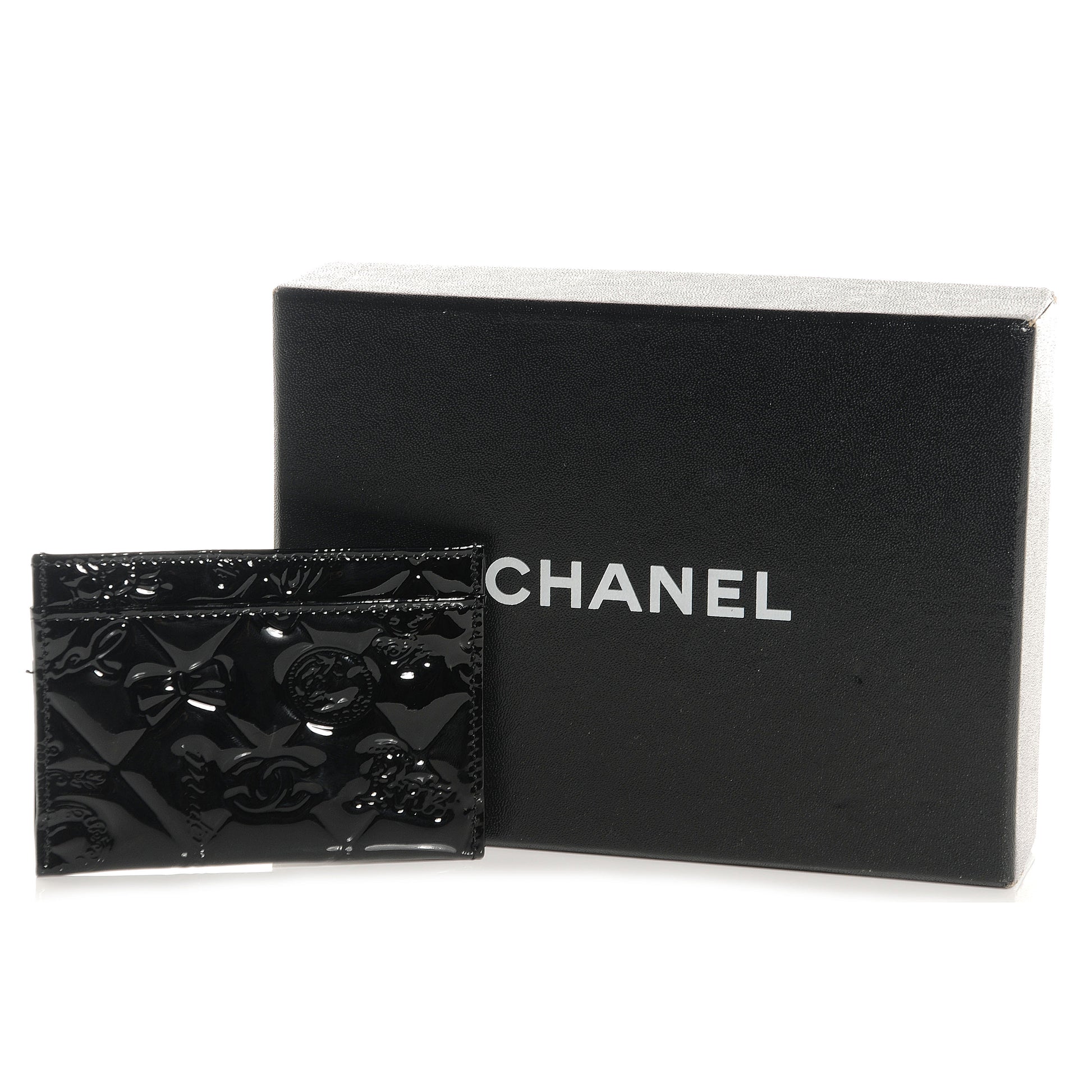 Chanel Patent Lucky Symbols Card Holder Case Black 5 of 9