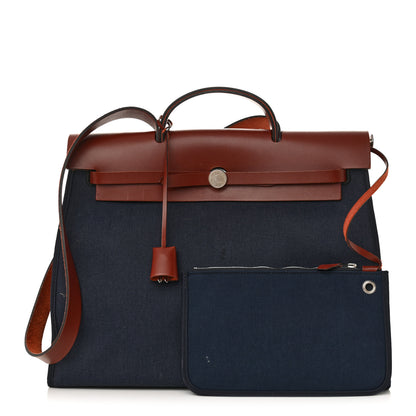 Hermes Toile Vache Hunter Herbag Zip 39 MM Bleu Marine Rouge H 3 of 12