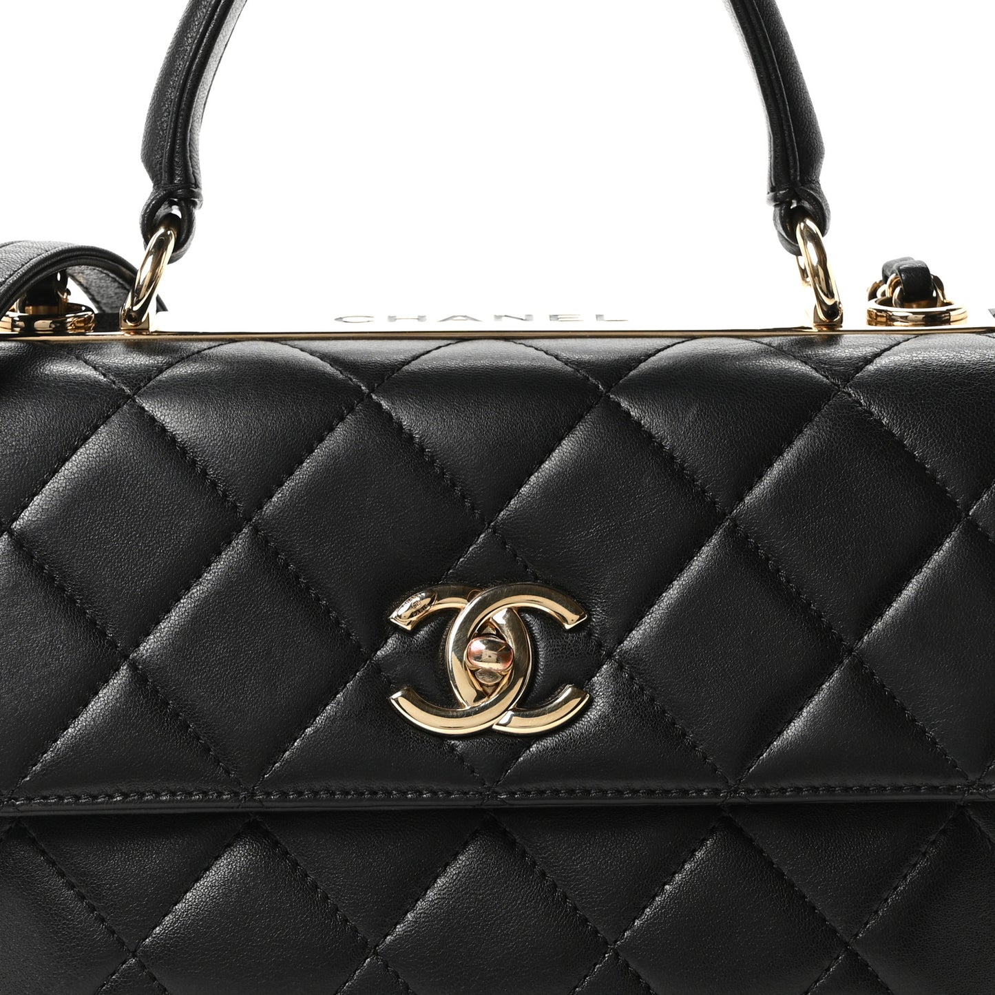 Lambskin Quilted Small Trendy CC Dual Handle Flap Bag Black