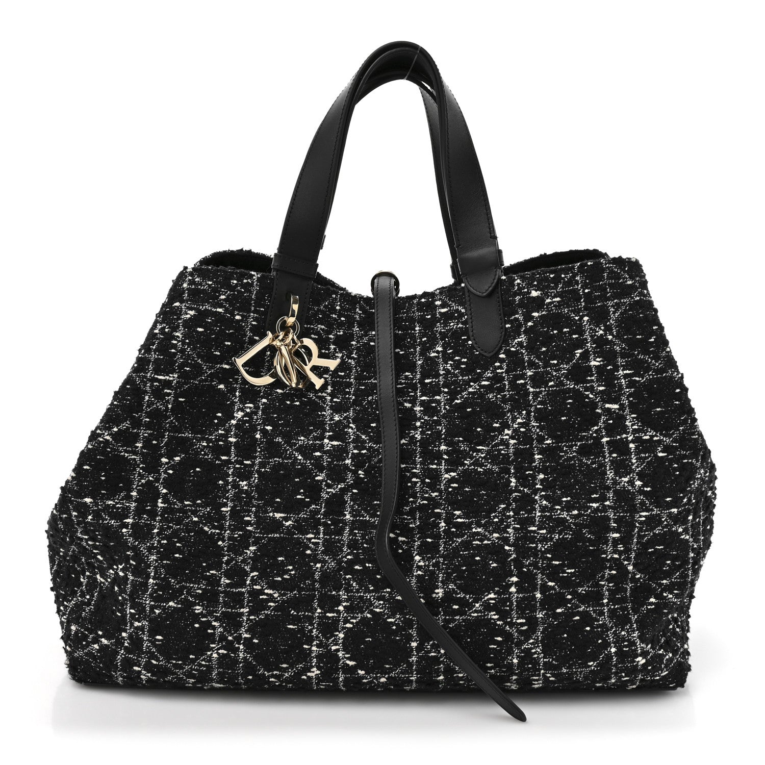 Christian Dior Tweed Cannage Large Toujours Black White 5 of 21
