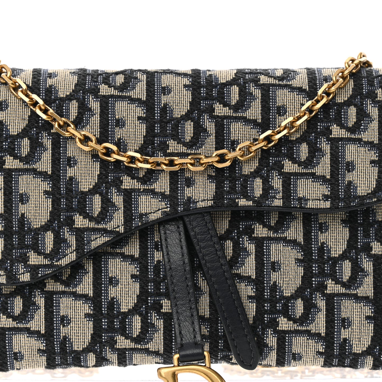 Oblique Saddle Chain Long Wallet Blue