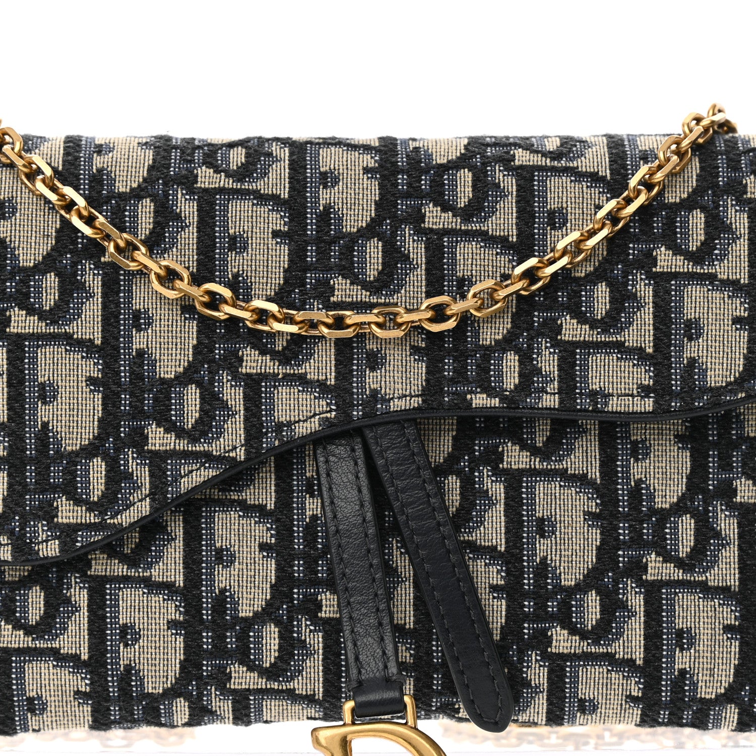 Christian Dior Oblique Saddle Chain Long Wallet Blue 10 of 13