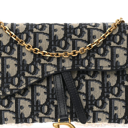 Christian Dior Oblique Saddle Chain Long Wallet Blue 10 of 13